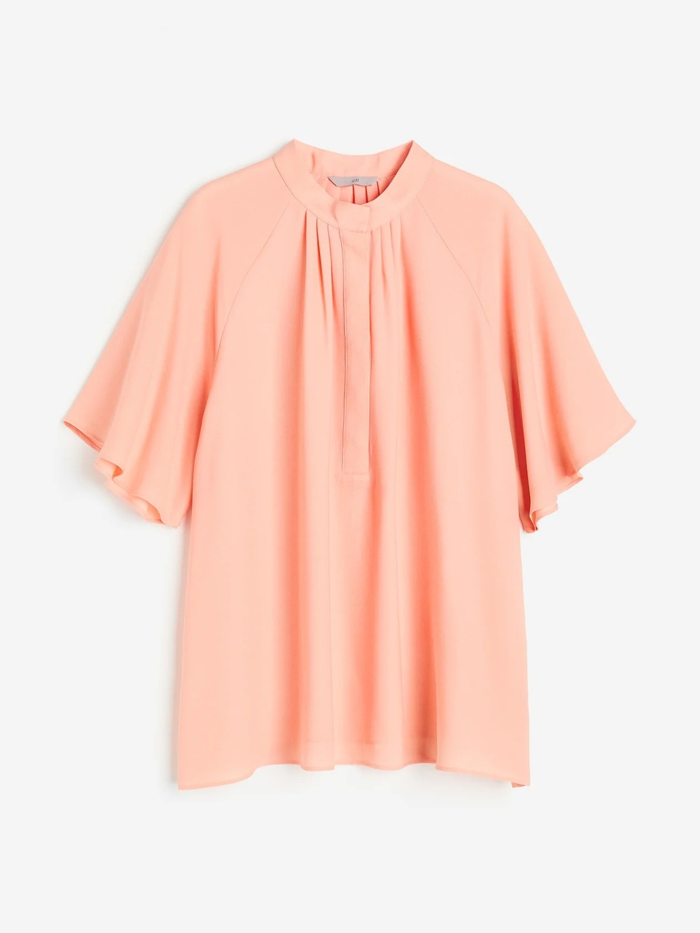 H&M Peach Chiffon Mock Neck Blouse